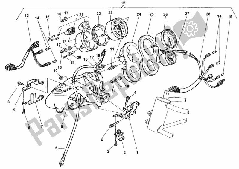 All parts for the Meter of the Ducati Superbike 916 Senna 1998
